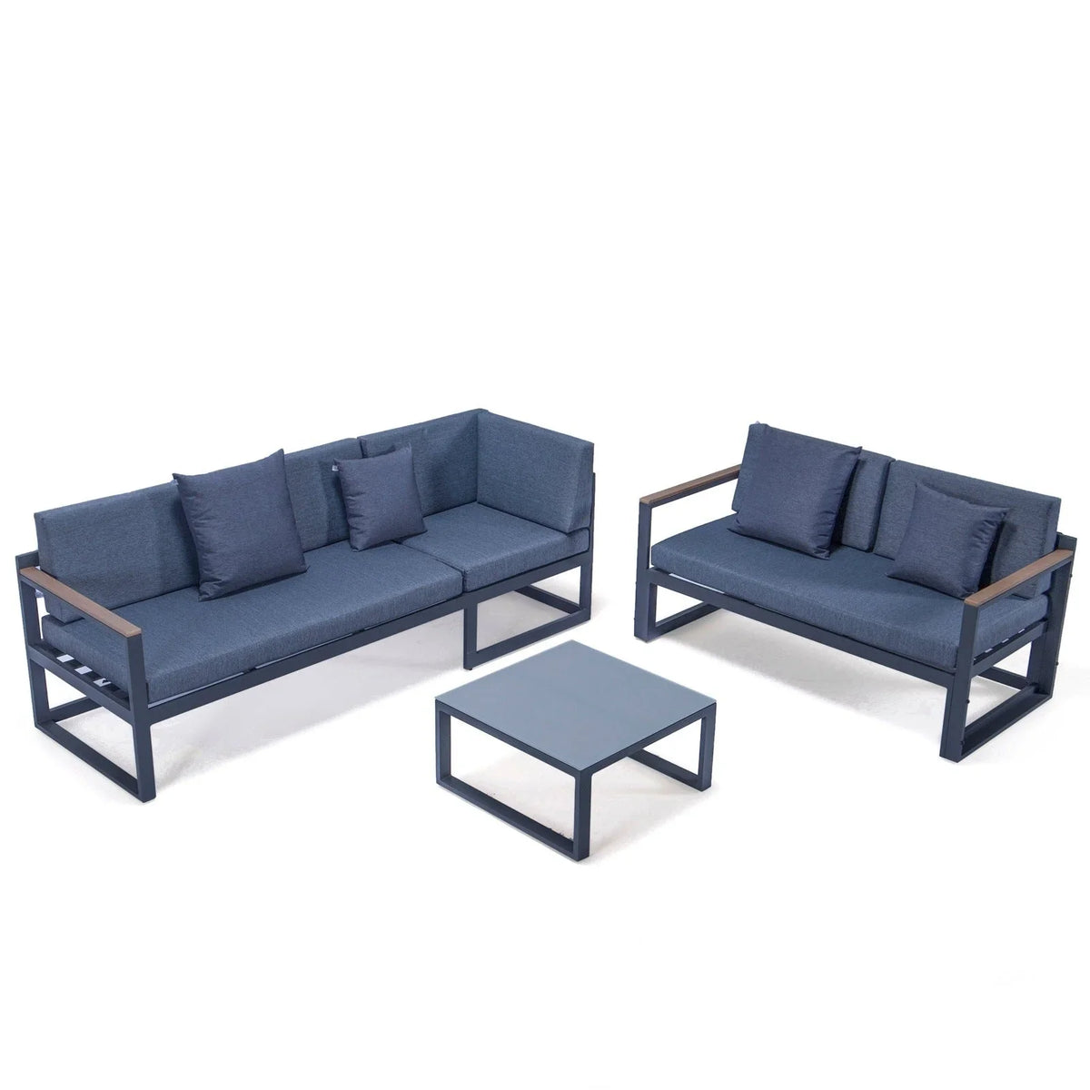 Chelsea Black Sectional With Adjustable Headrest & Coffee Table With Cushions - Elax Furniture