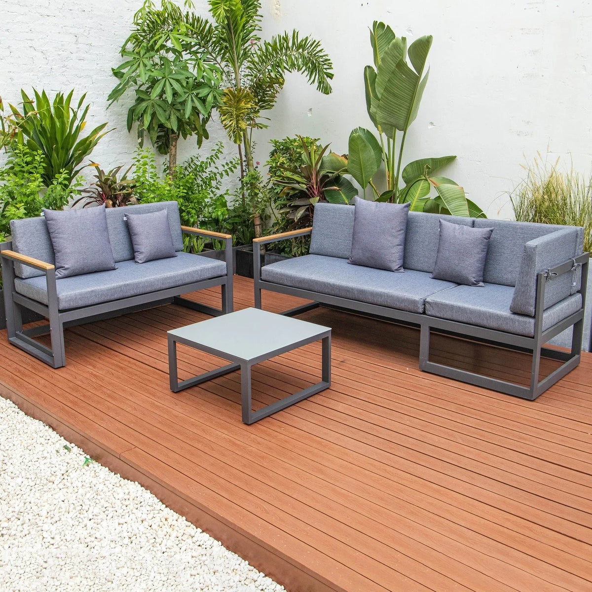 Chelsea Black Sectional With Adjustable Headrest & Coffee Table With Cushions - Elax Furniture