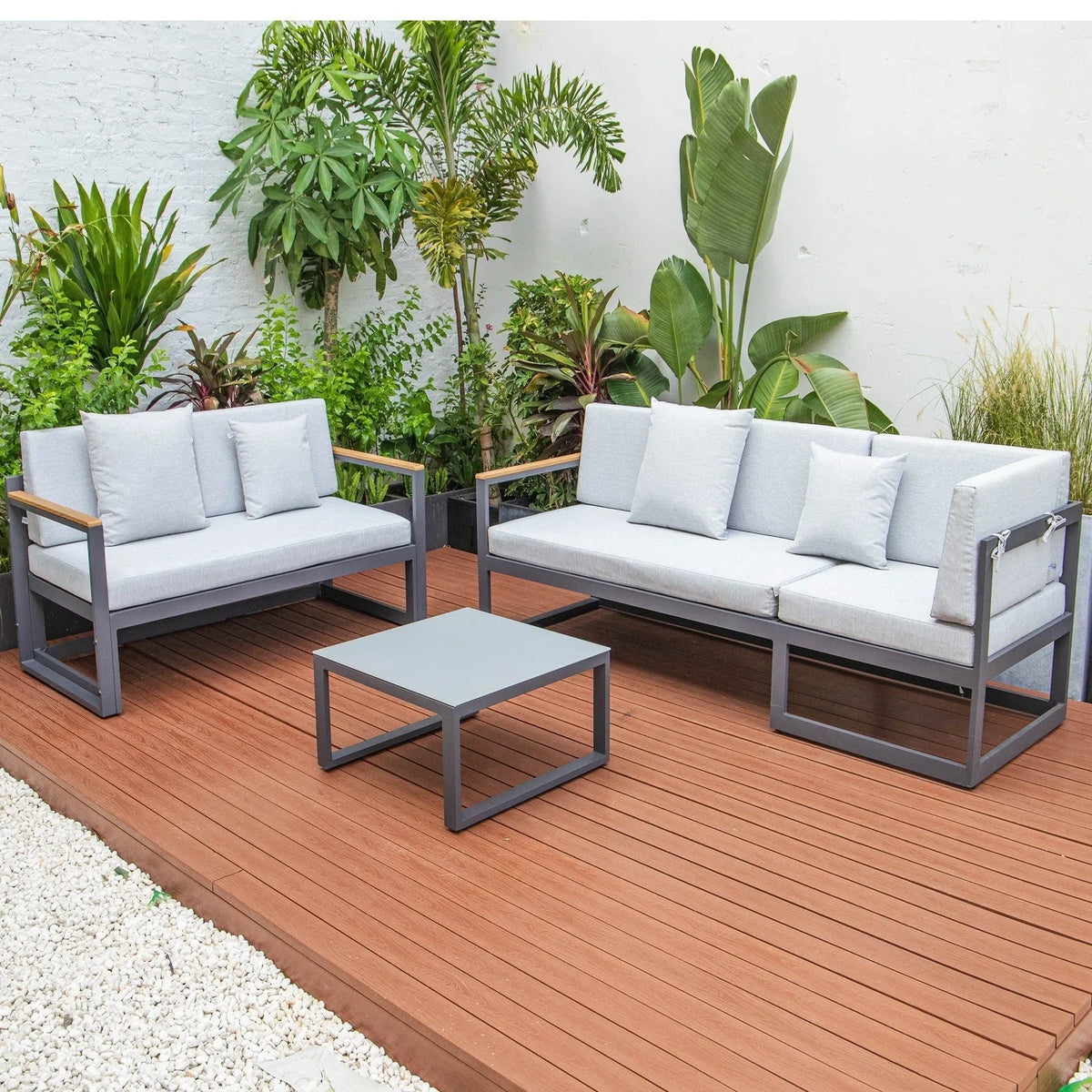 Chelsea Black Sectional With Adjustable Headrest & Coffee Table With Cushions - Elax Furniture