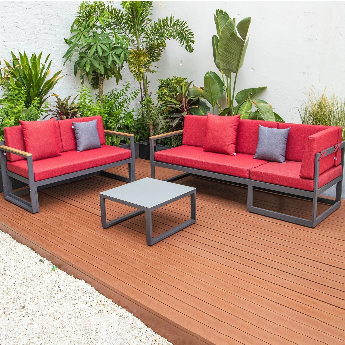 Chelsea Black Sectional With Adjustable Headrest & Coffee Table With Two Tone Cushions - Elax Furniture