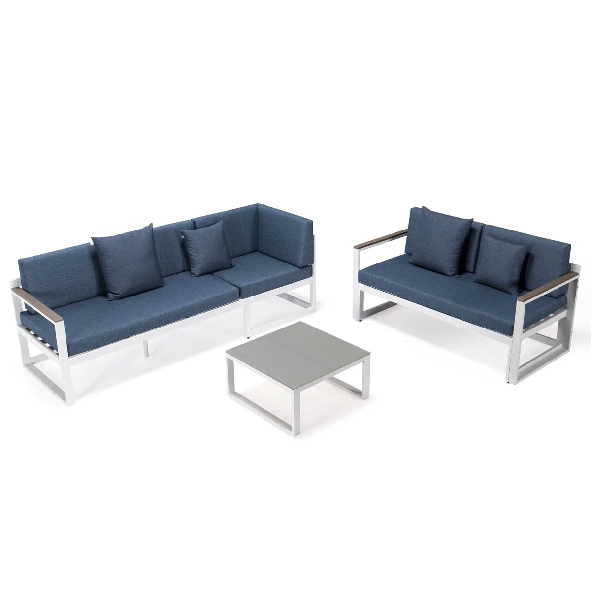 Chelsea White Sectional With Adjustable Headrest & Coffee Table With Cushions - Elax Furniture