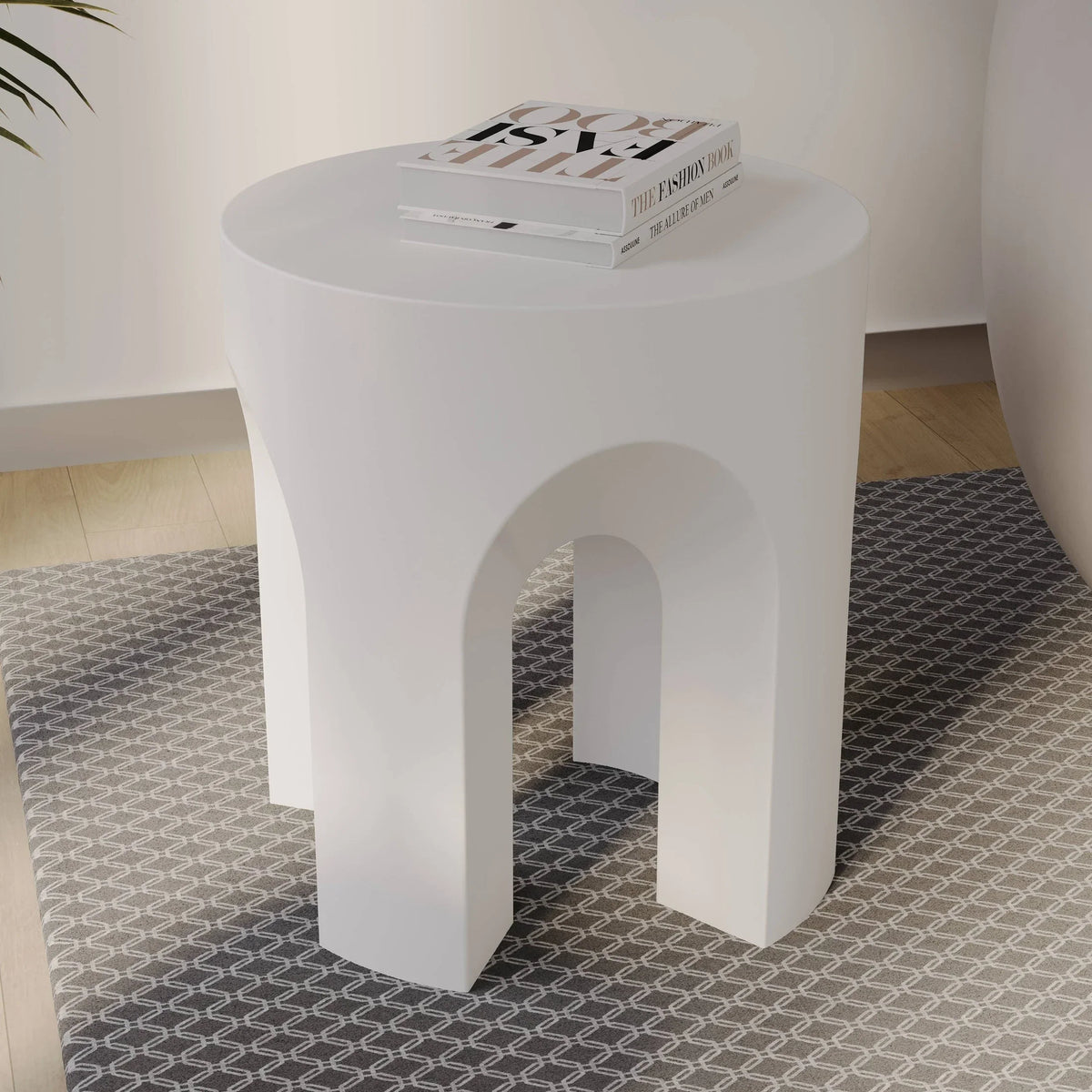 Crus Fiberstone Outdoor Side Table With Arched Base Design - Elax Furniture