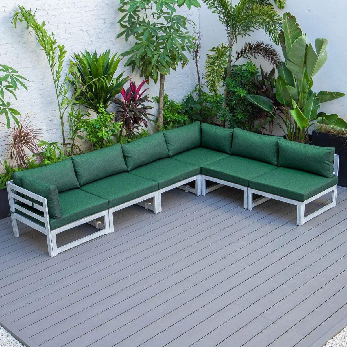 Chelsea 6-Piece Patio Sectional In Weathered Grey Aluminum With Cushions - Elax Furniture