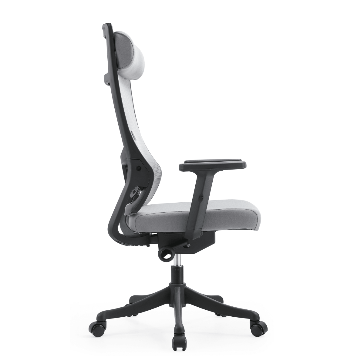 Dale Adjustable Upholstered Office Chair with Mesh Back Light Grey Office Chair Leisuremod