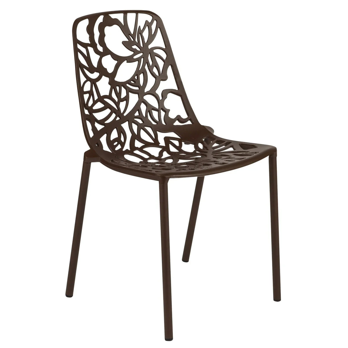 Devon Stackable Aluminum Outdoor Dining Armchairs with Flower Design - Elax Furniture
