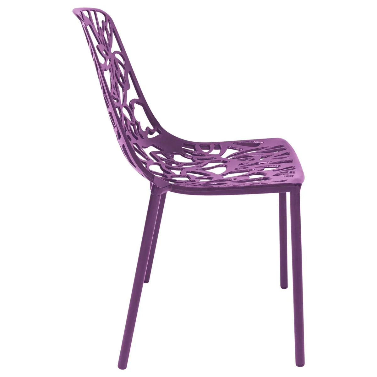 Devon Stackable Aluminum Outdoor Dining Chairs with Flower Design - Elax Furniture