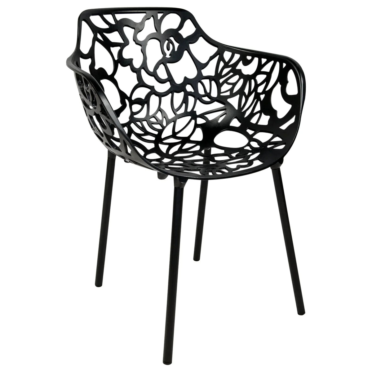 Devon Stackable Aluminum Outdoor Dining Armchairs with Flower Design - Elax Furniture