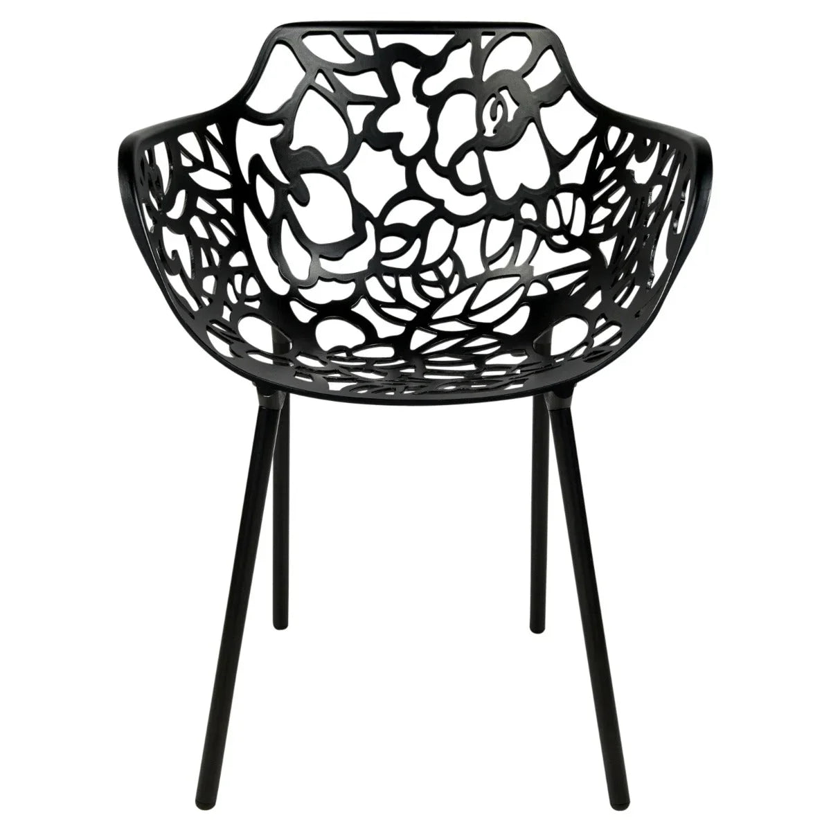 Devon 7-Piece Outdoor Dining Set: Aluminum Table with Glass Top & 6 Flower Armchairs - Elax Furniture