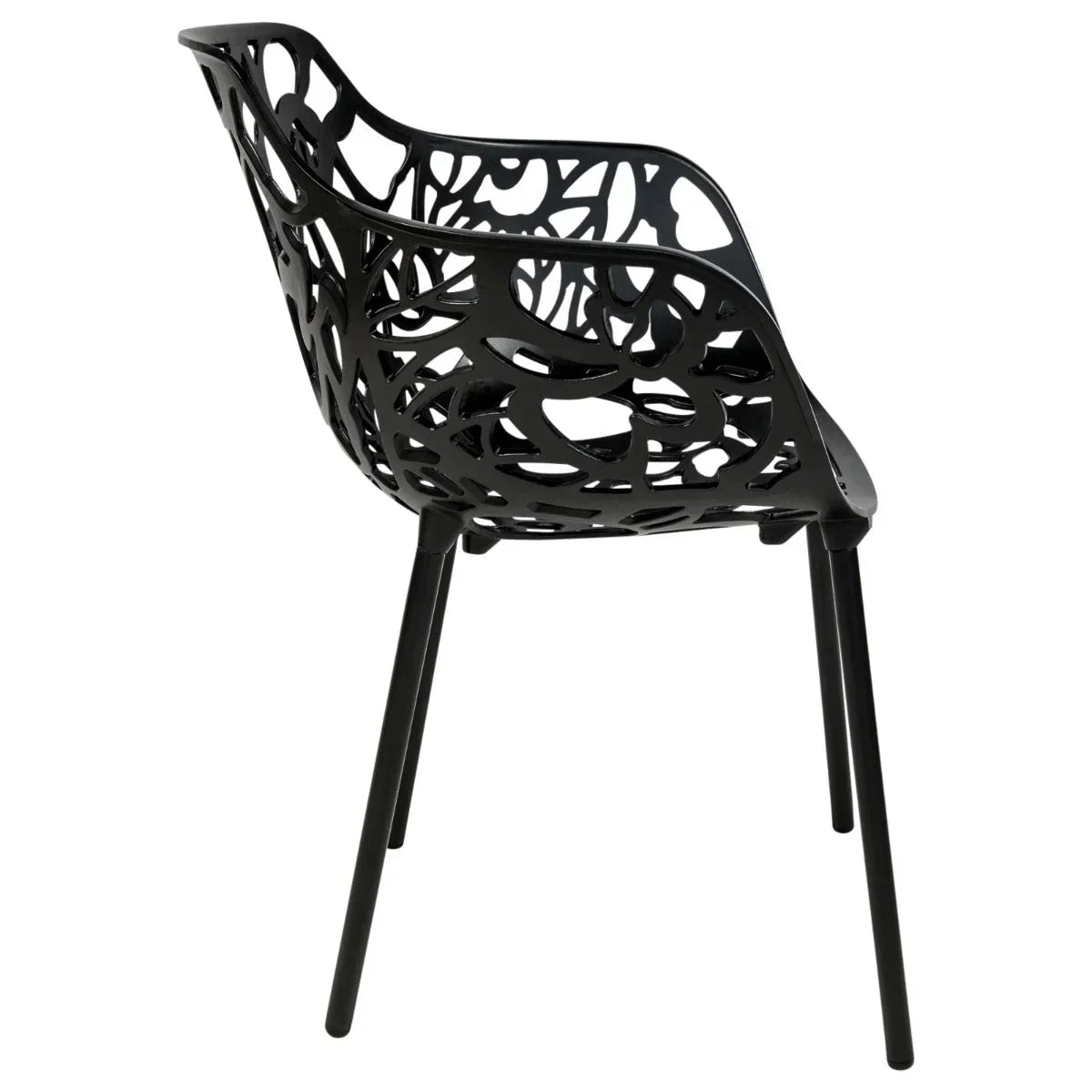 Devon Stackable Aluminum Outdoor Dining Armchairs with Flower Design - Elax Furniture