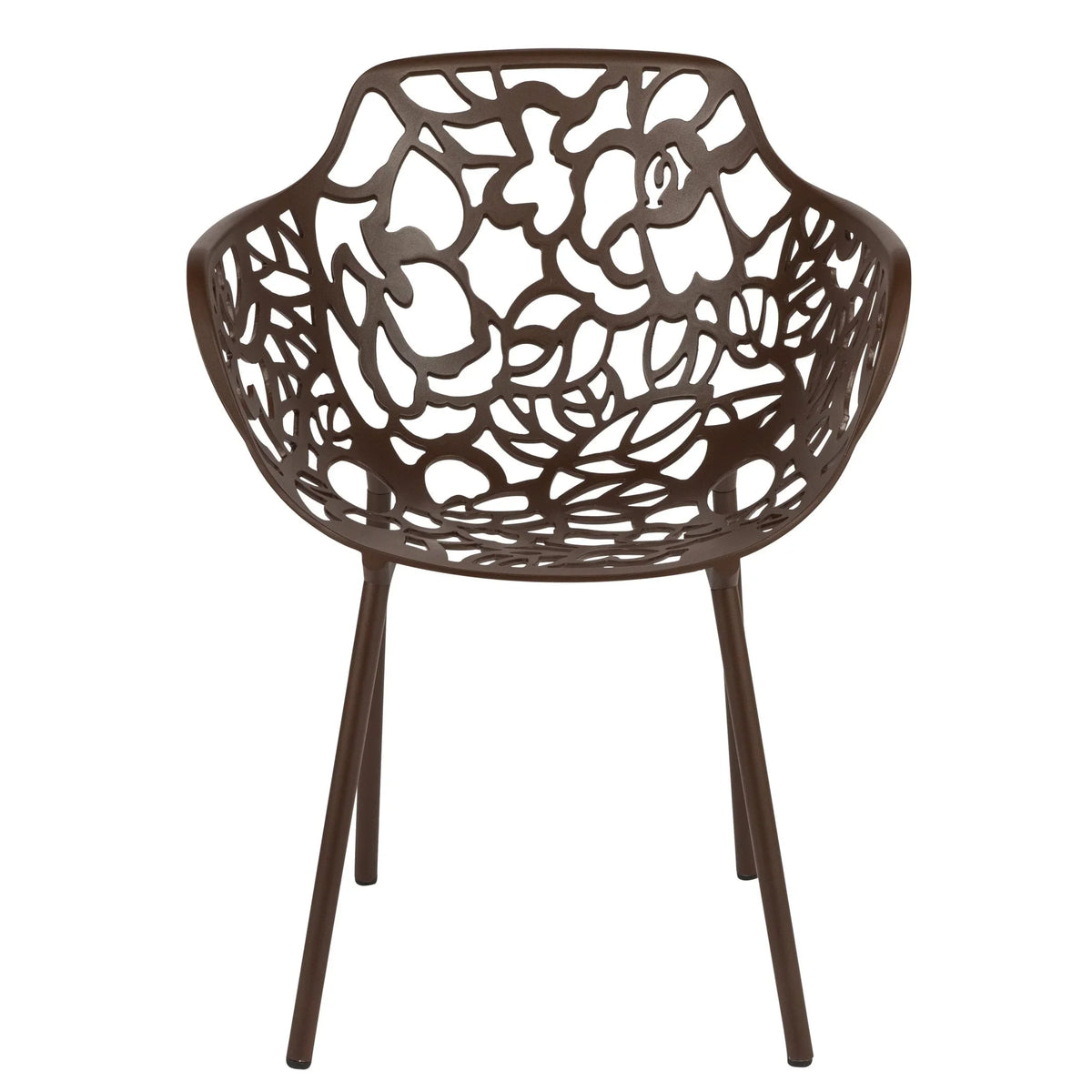 Devon Stackable Aluminum Outdoor Dining Armchairs with Flower Design - Elax Furniture