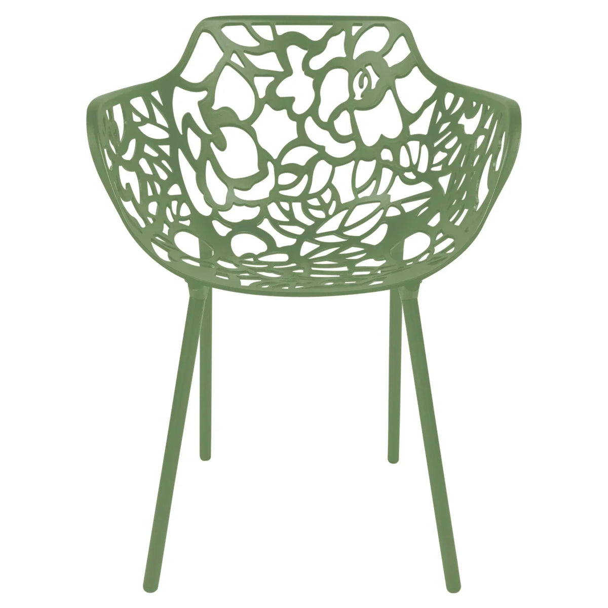 Devon Stackable Aluminum Outdoor Dining Armchairs with Flower Design - Elax Furniture