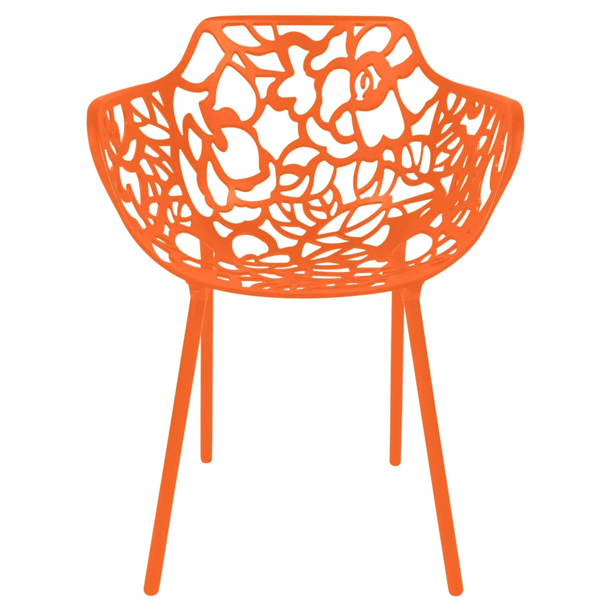 Devon Stackable Aluminum Outdoor Dining Armchairs with Flower Design - Elax Furniture