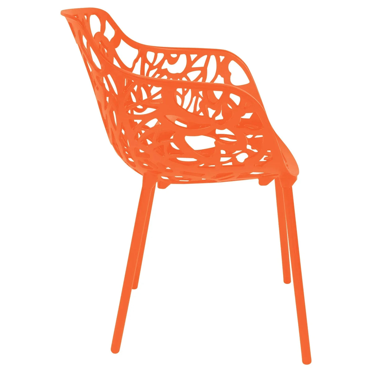 Devon Stackable Aluminum Outdoor Dining Armchairs with Flower Design - Elax Furniture