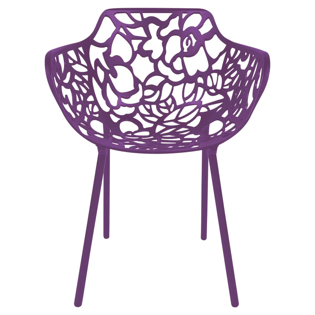 Devon Stackable Aluminum Outdoor Dining Armchairs with Flower Design - Elax Furniture
