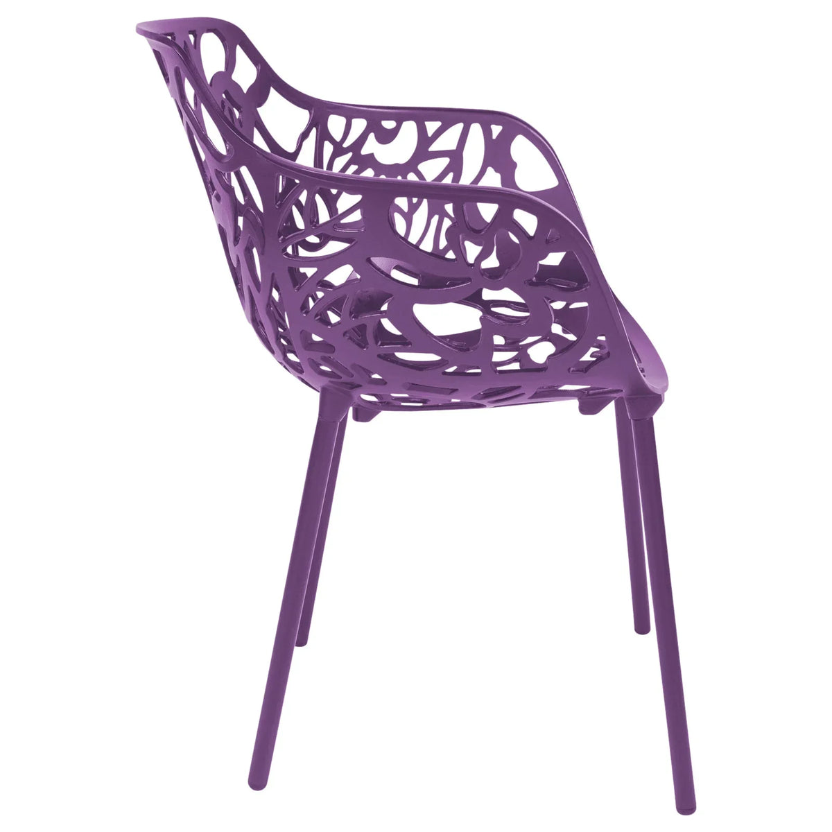 Devon Stackable Aluminum Outdoor Dining Armchairs with Flower Design - Elax Furniture