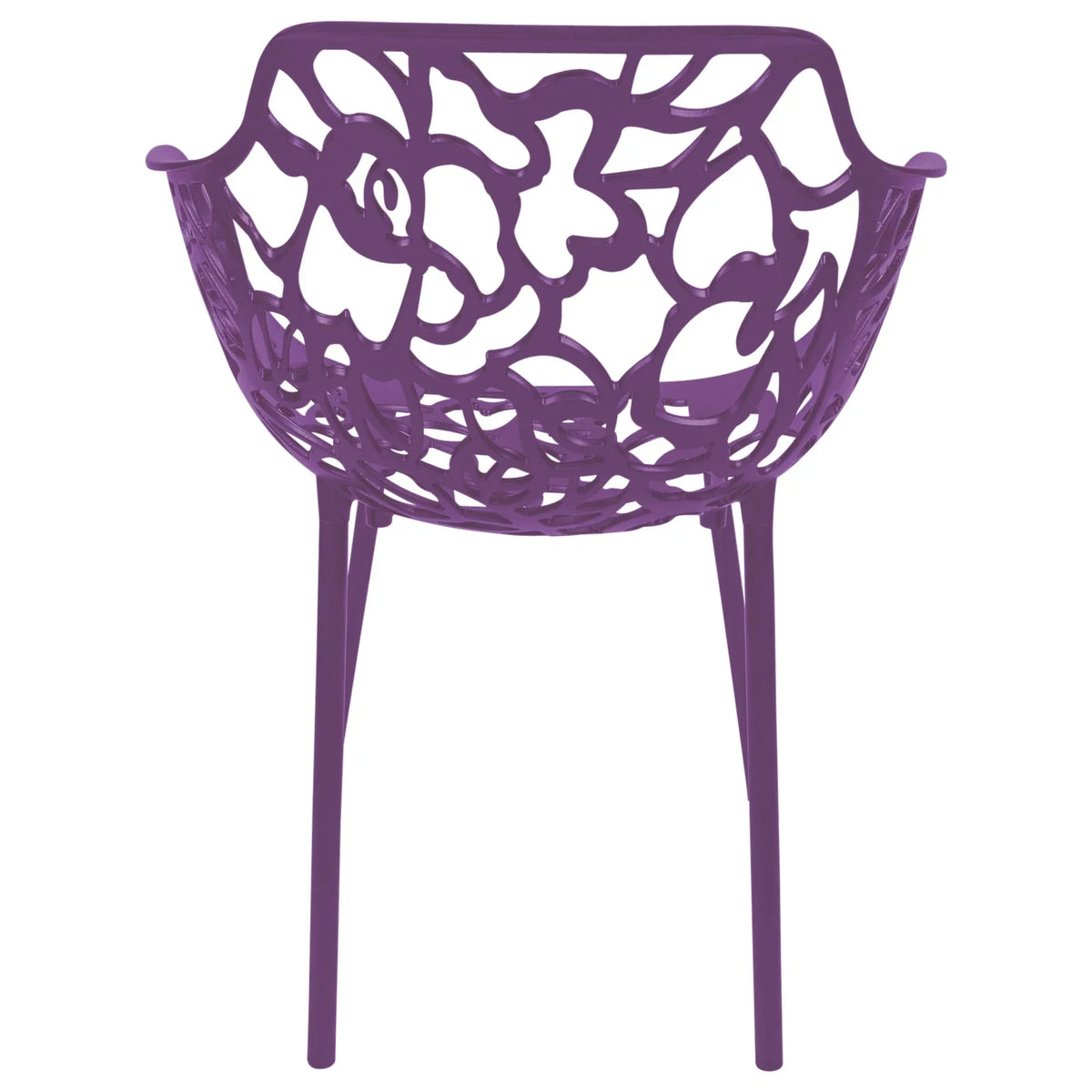 Devon Stackable Aluminum Outdoor Dining Armchairs with Flower Design - Elax Furniture