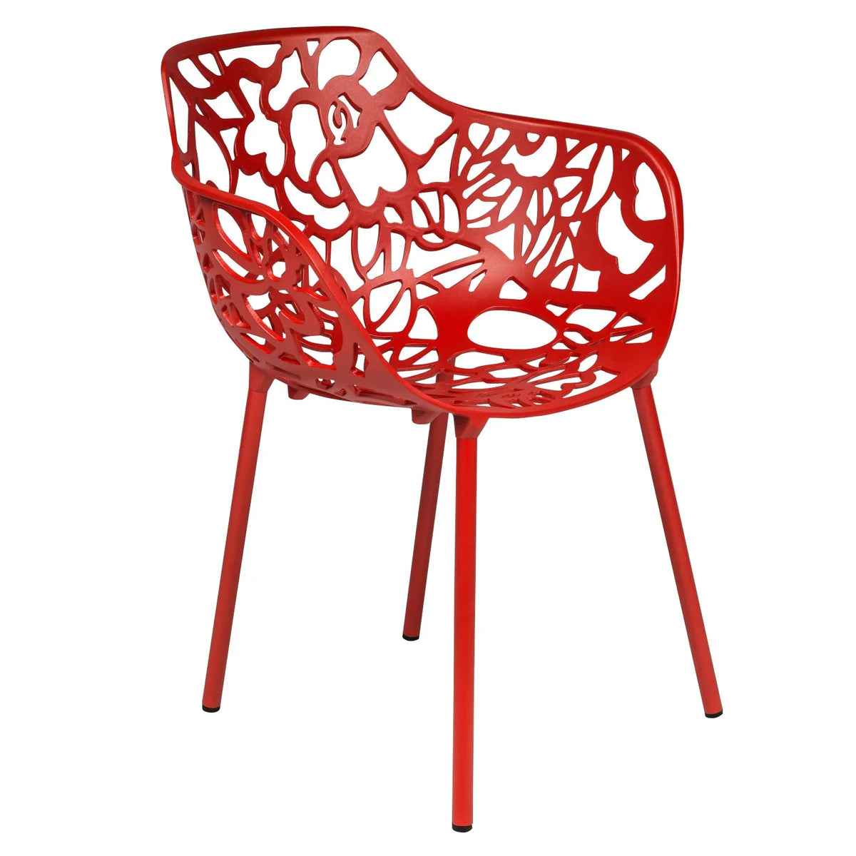 Devon Stackable Aluminum Outdoor Dining Armchairs with Flower Design - Elax Furniture