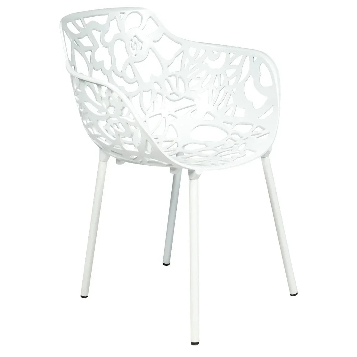 Devon Stackable Aluminum Outdoor Dining Armchairs with Flower Design - Elax Furniture