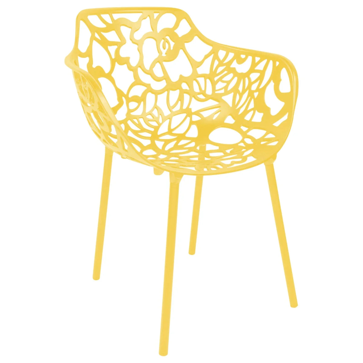 Devon Stackable Aluminum Outdoor Dining Armchairs with Flower Design - Elax Furniture