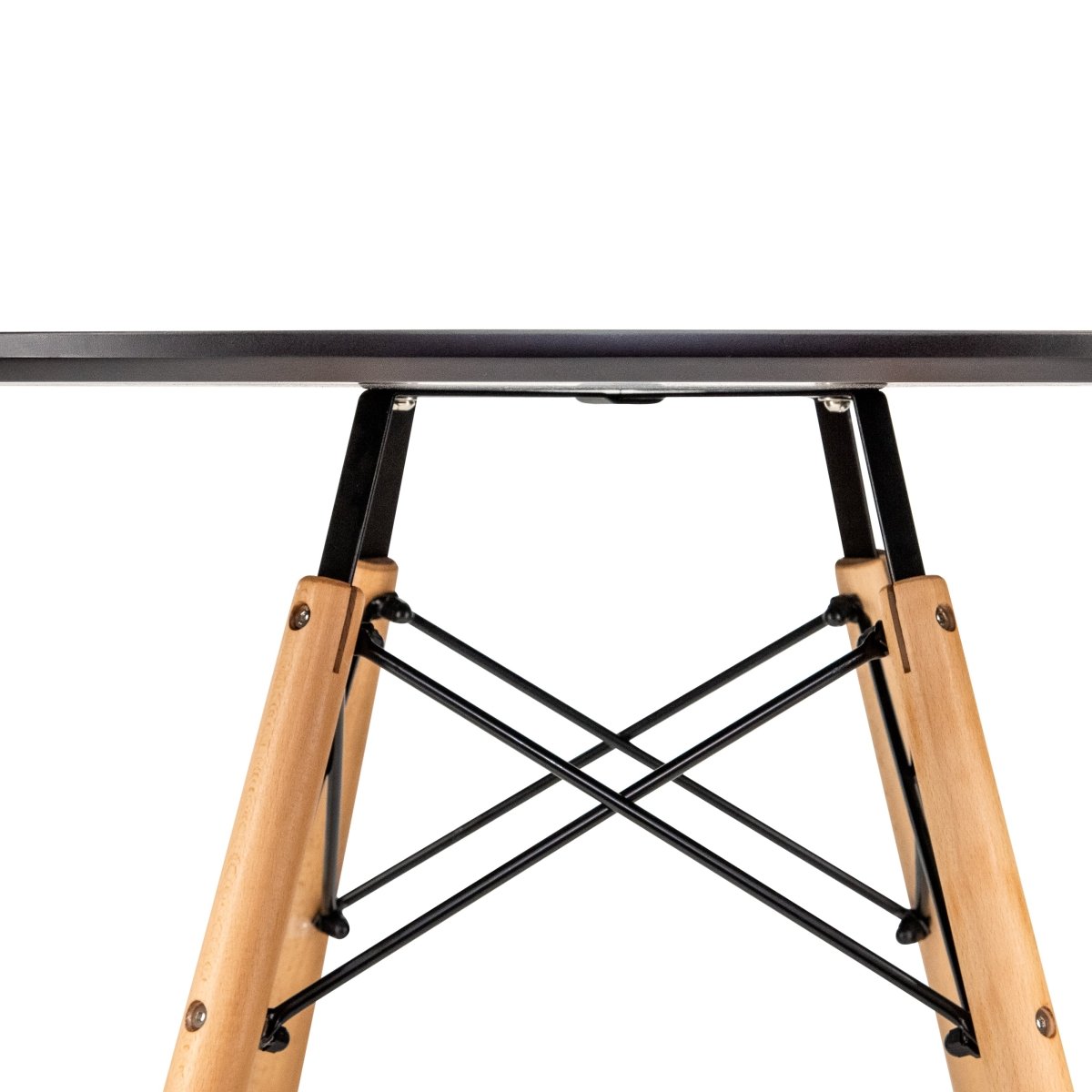 Dover 31"/47" Round Bistro Dining Table With Glass/MDF Tabletop and Beech Wood Eiffel Base MDF 31 inches Black Dining Table Leisuremod
