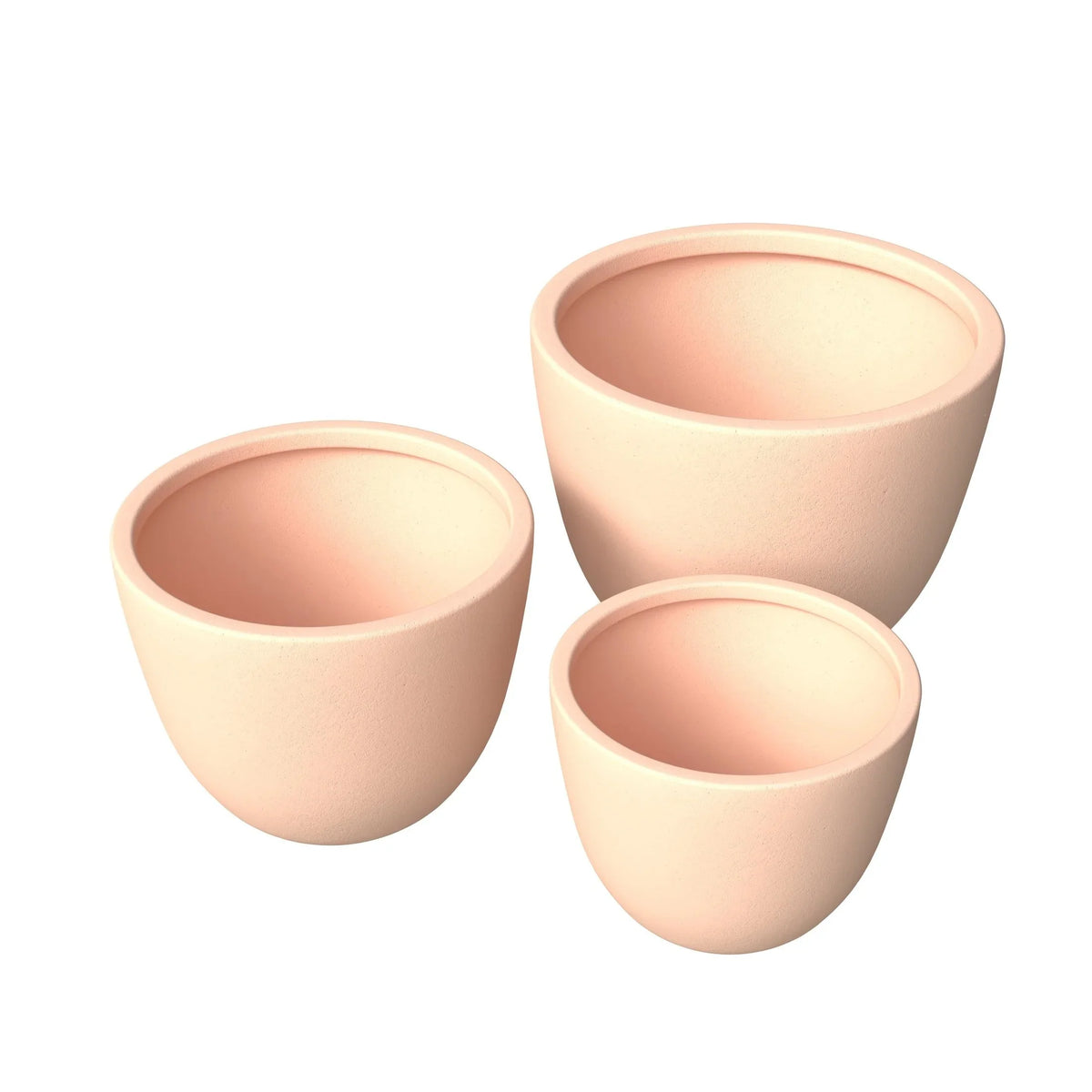 Dahlia 3-Piece Fiberstone and MGO Clay Planter Set, Mid-Century Modern Round Planter Pot for Indoor and Outdoor Home - Elax Furniture