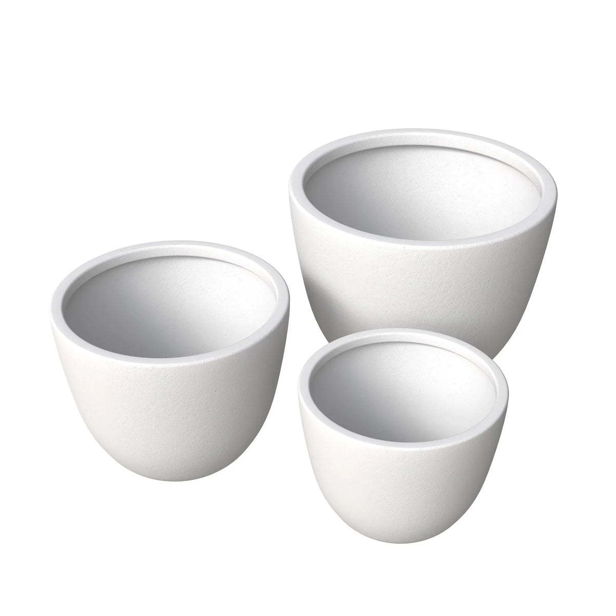 Dahlia 3-Piece Fiberstone and MGO Clay Planter Set, Mid-Century Modern Round Planter Pot for Indoor and Outdoor Home - Elax Furniture