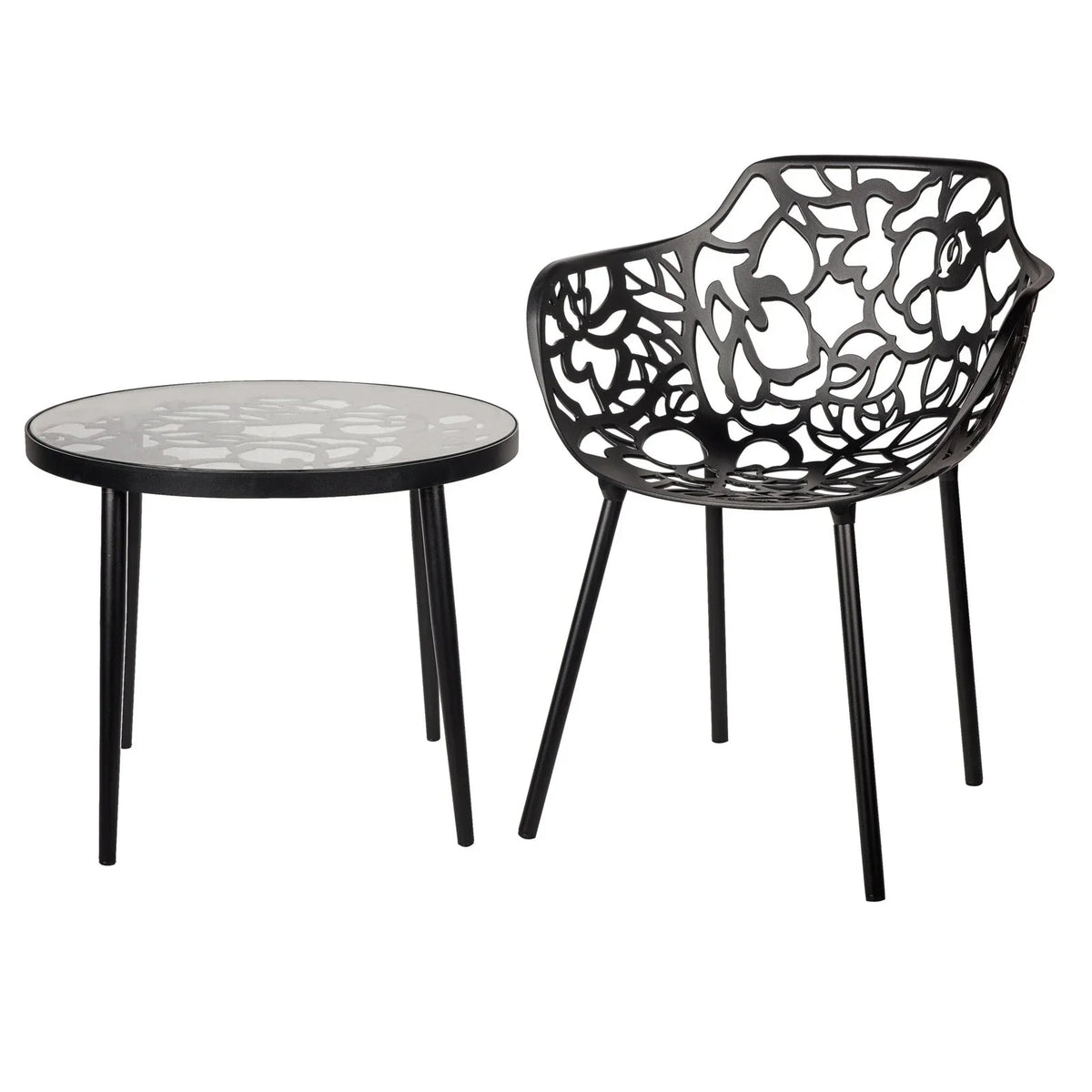 Devon Tree Design Glass Top Aluminum Base Outdoor End Table - Elax Furniture