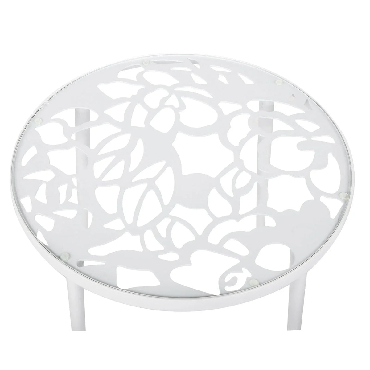 Devon 3-Piece Patio Dining Set: Aluminum Table with Glass Top & 2 Flower Arm Chairs - Elax Furniture