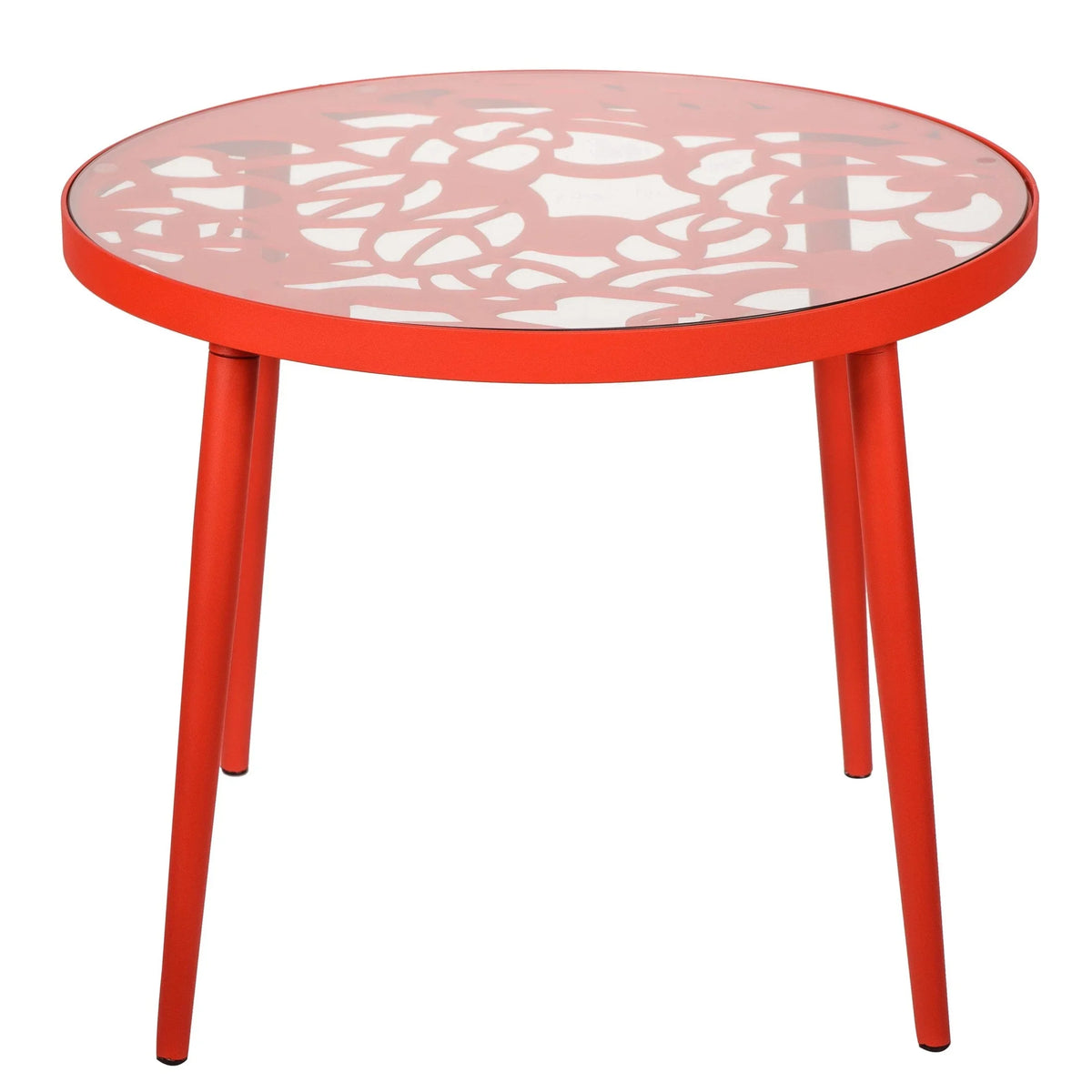 Devon 3-Piece Patio Dining Set: Aluminum Table with Glass Top & 2 Stackable Flower Chairs - Elax Furniture