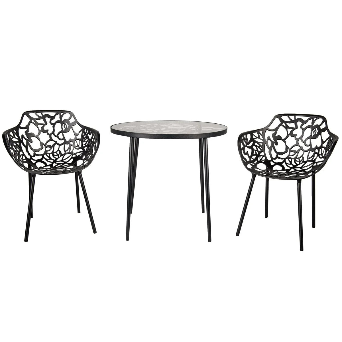 Devon Tree Design Glass Top Aluminum Base Indoor Outdoor Bistro Dining Table - Elax Furniture