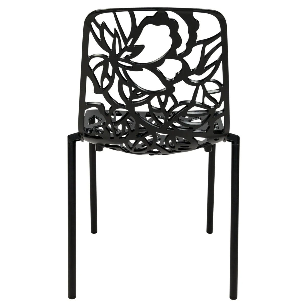 Devon 7-Piece Outdoor Dining Set: Aluminum Table with Glass Top & 6 Stackable Flower Chairs - Elax Furniture