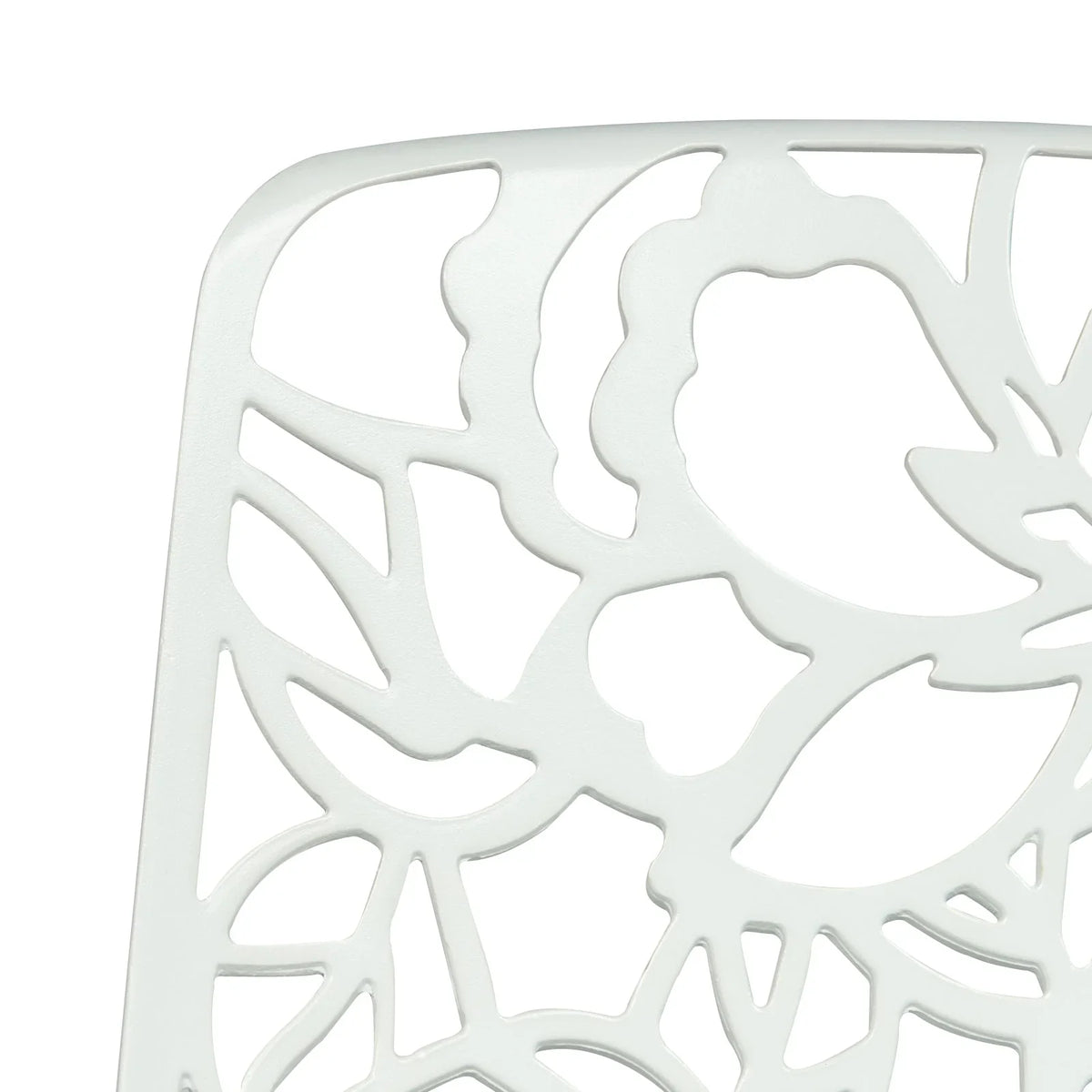 Devon 7-Piece Outdoor Dining Set: Aluminum Table with Glass Top & 6 Stackable Flower Chairs - Elax Furniture
