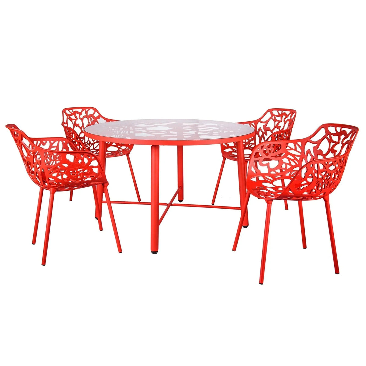 Devon Tree Design Glass Top Aluminum Base Indoor Outdoor 47.25" Dining Table - Elax Furniture