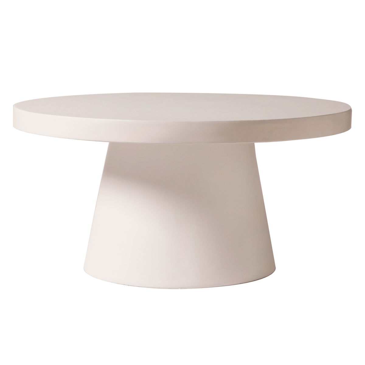Dune Round 32" Wide Coffee Table in Fiberstone with a Pedestal Base Grey Coffee Table LeisureMod