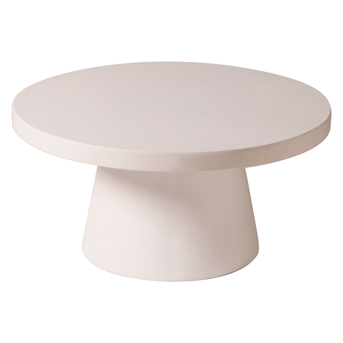 Dune Round 32" Wide Coffee Table in Fiberstone with a Pedestal Base Grey Coffee Table LeisureMod