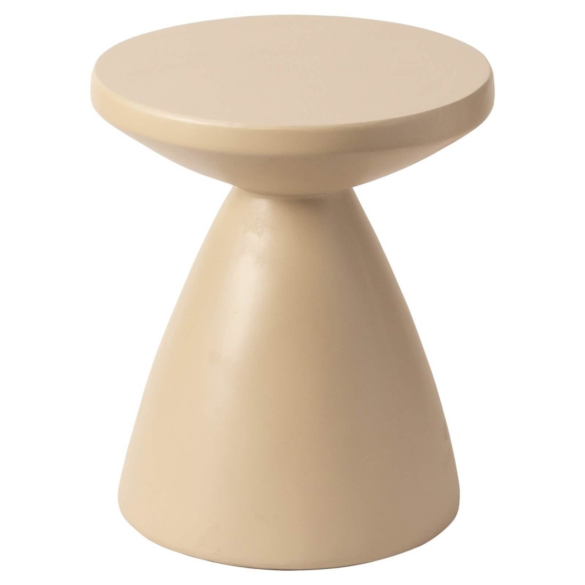 Dune Side Table Fiberstone Round Accent Table and Hourglass Pedestal Base Beige Side Table LeisureMod