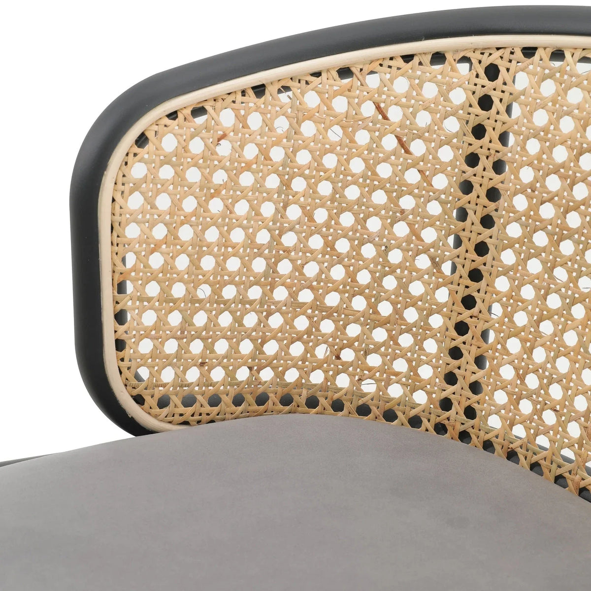 Ervilla Mid-Century Modern Wicker Bar Stool with Fabric Seat and Black Powder Coated Steel Frame - Elax Furniture