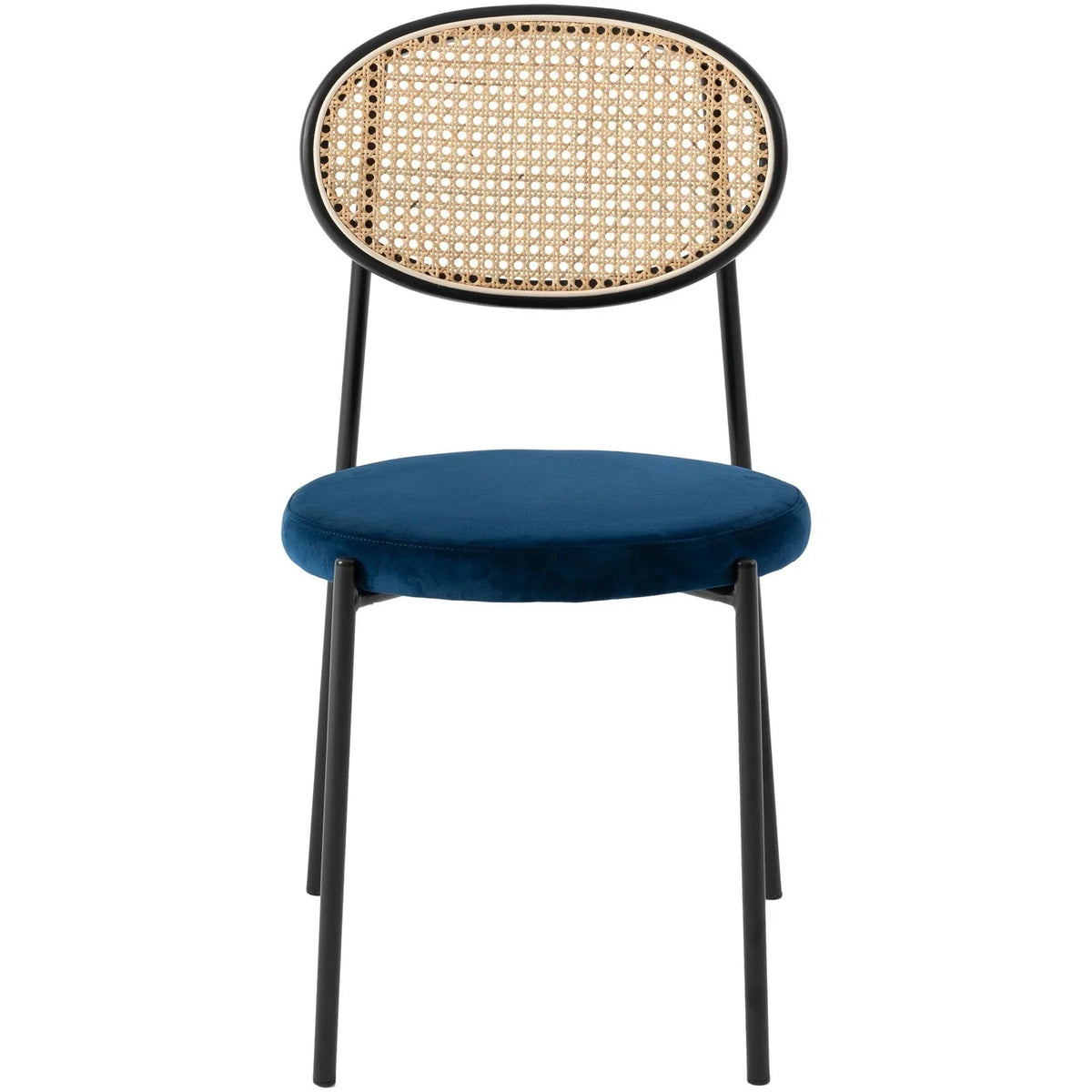 Euston Modern Upholstered Dining Chair with Round Wicker/Velvet Back Style - Elax Furniture
