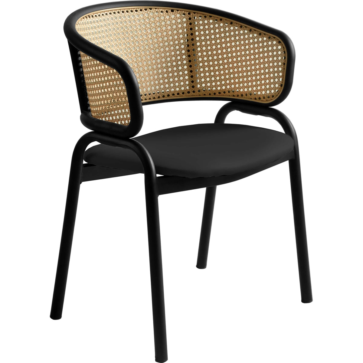 Ervilla Leather Upholstered Dining Armchair With Wicker Back Design - Elax Furniture