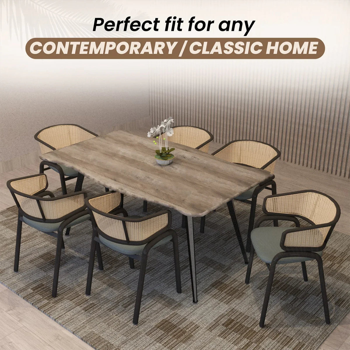 Ervilla Leather Upholstered Dining Armchair With Wicker Back Design - Elax Furniture