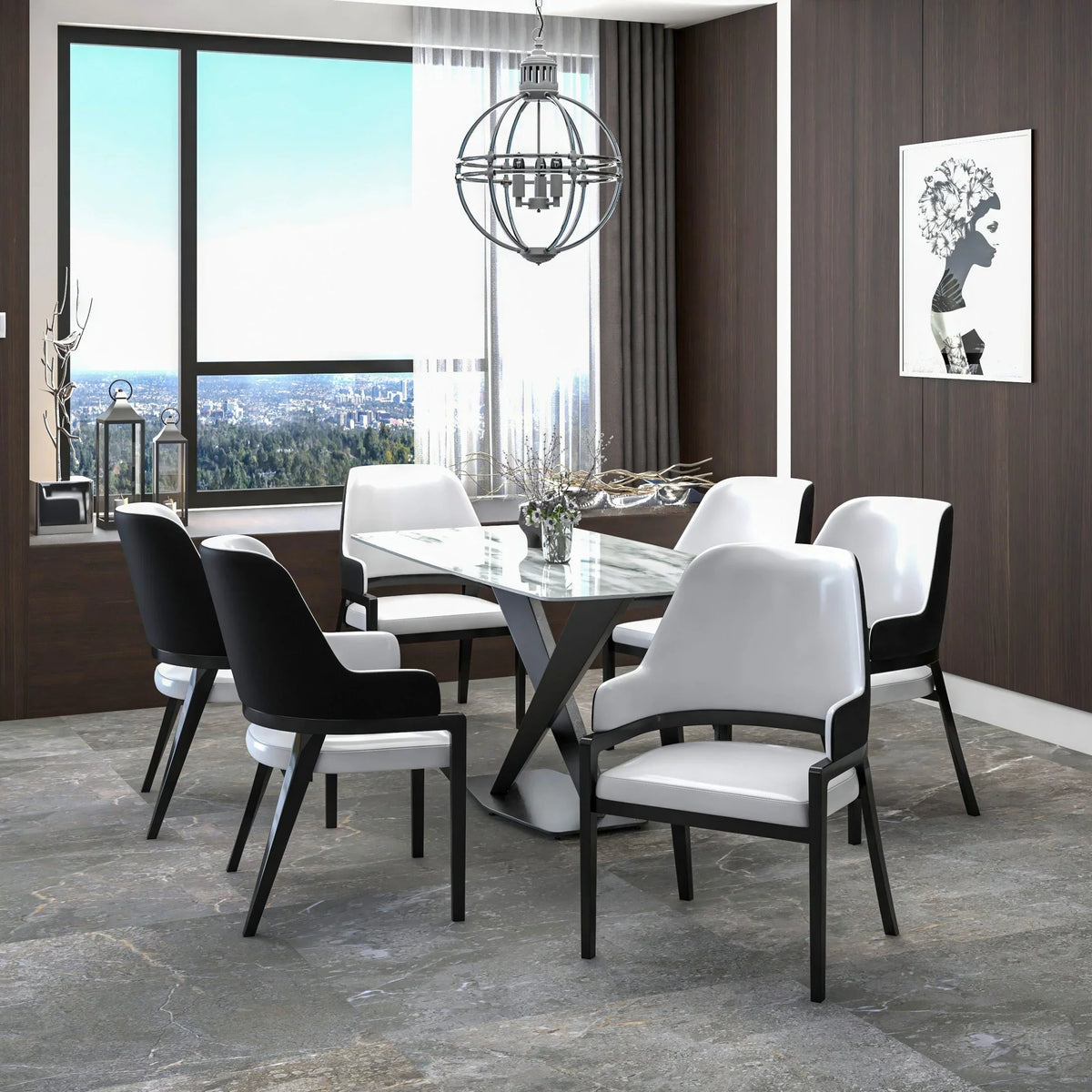 Ethora Dining Chair Upholstered in Leather with Curved Open Back Design and Rubberwood Frame - Elax Furniture