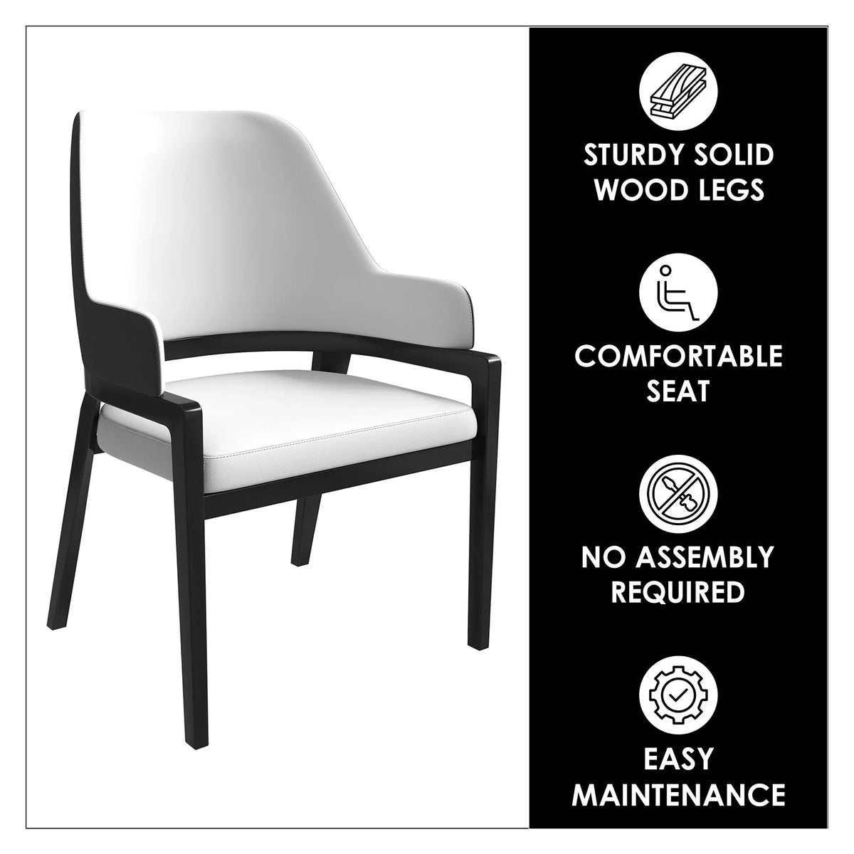 Ethora Dining Chair Upholstered in Leather with Curved Open Back Design and Rubberwood Frame - Elax Furniture