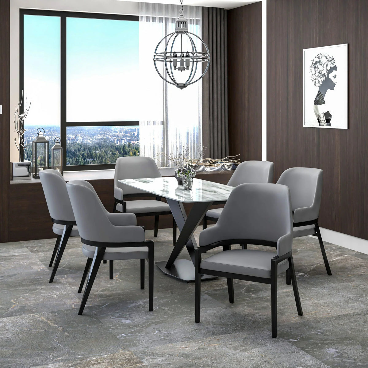 Ethora Dining Chair Upholstered in Leather with Curved Open Back Design and Rubberwood Frame - Elax Furniture