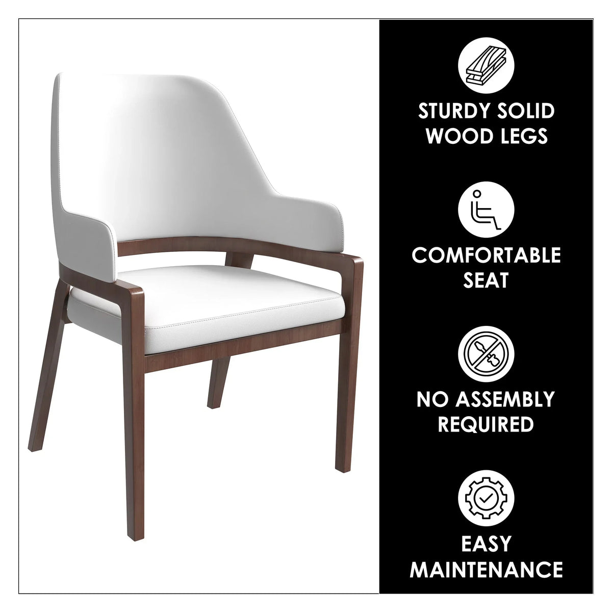 Ethora Dining Chair Upholstered in Leather with Curved Open Back Design and Rubberwood Frame - Elax Furniture