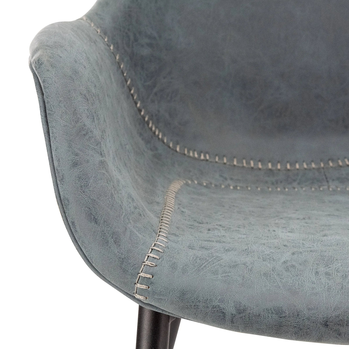 Markley Leather Dining Chair with Powder-Coated Iron Legs