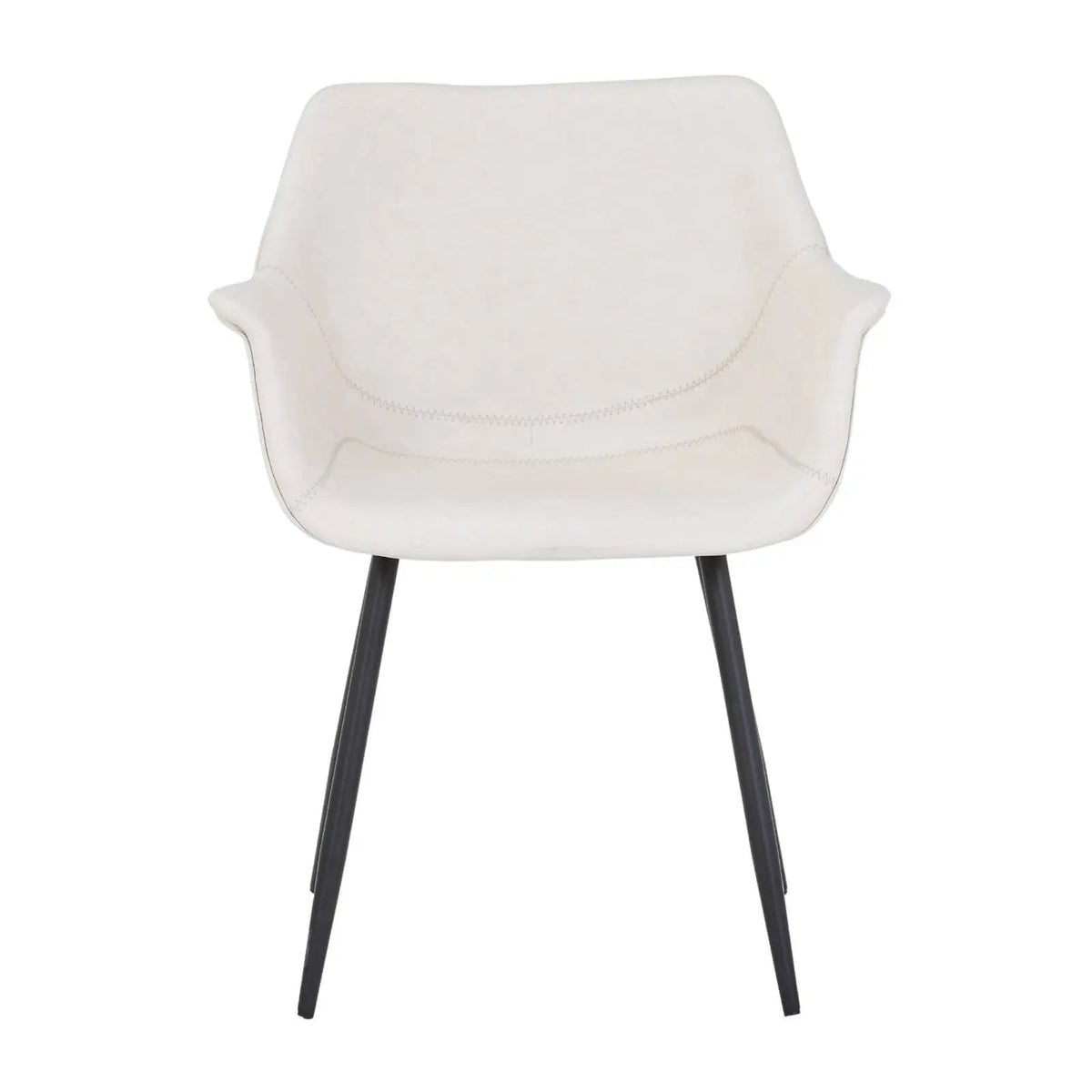 Markley Leather Dining Chair with Powder-Coated Iron Legs Cream CHAIR Leisuremod