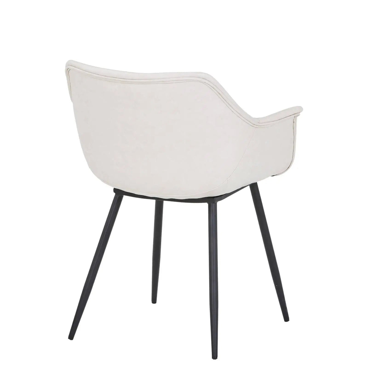 Markley Leather Dining Chair with Powder-Coated Iron Legs Cream CHAIR Leisuremod