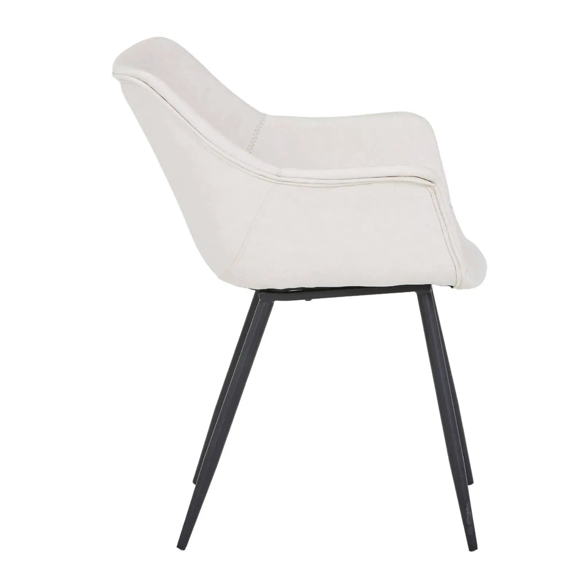 Markley Leather Dining Chair with Powder-Coated Iron Legs Cream CHAIR Leisuremod