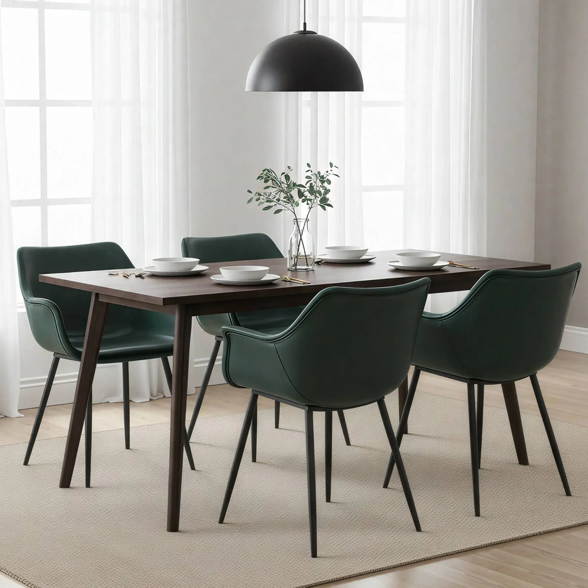 Markley Leather Dining Chair with Powder-Coated Iron Legs