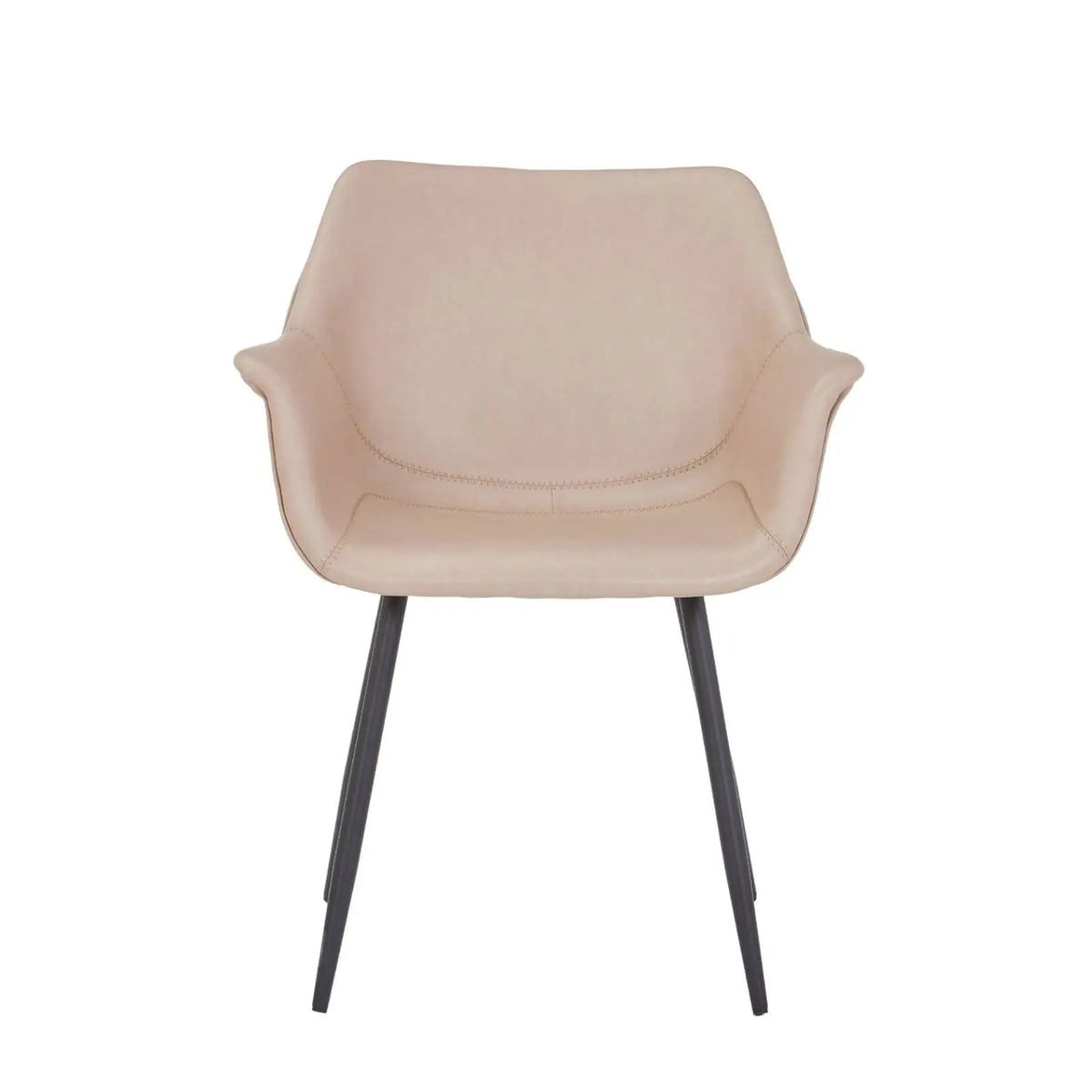 Markley Leather Dining Chair with Powder-Coated Iron Legs Taupe CHAIR Leisuremod